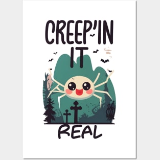 Kawaii Halloween Spider Pun Posters and Art